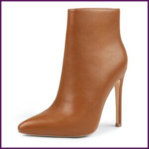 Pointed Toe Stiletto Ankle Boots, 4.7 Inch Heel, Plush Lined, Side Zipper